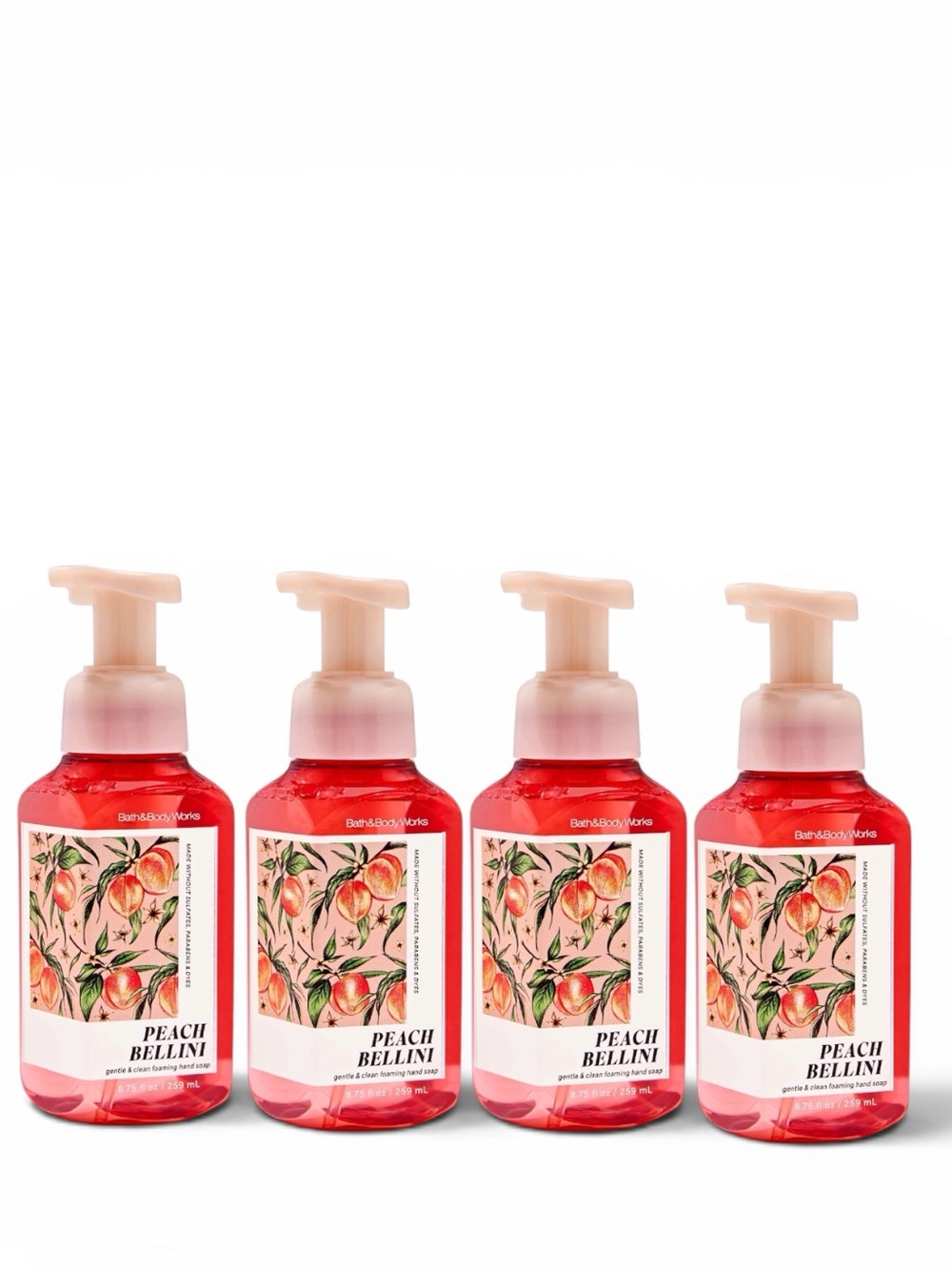 NEW 4X PEACH BELLINI Bath & Body Works Foam Hand Soap Set Collection Bundle
